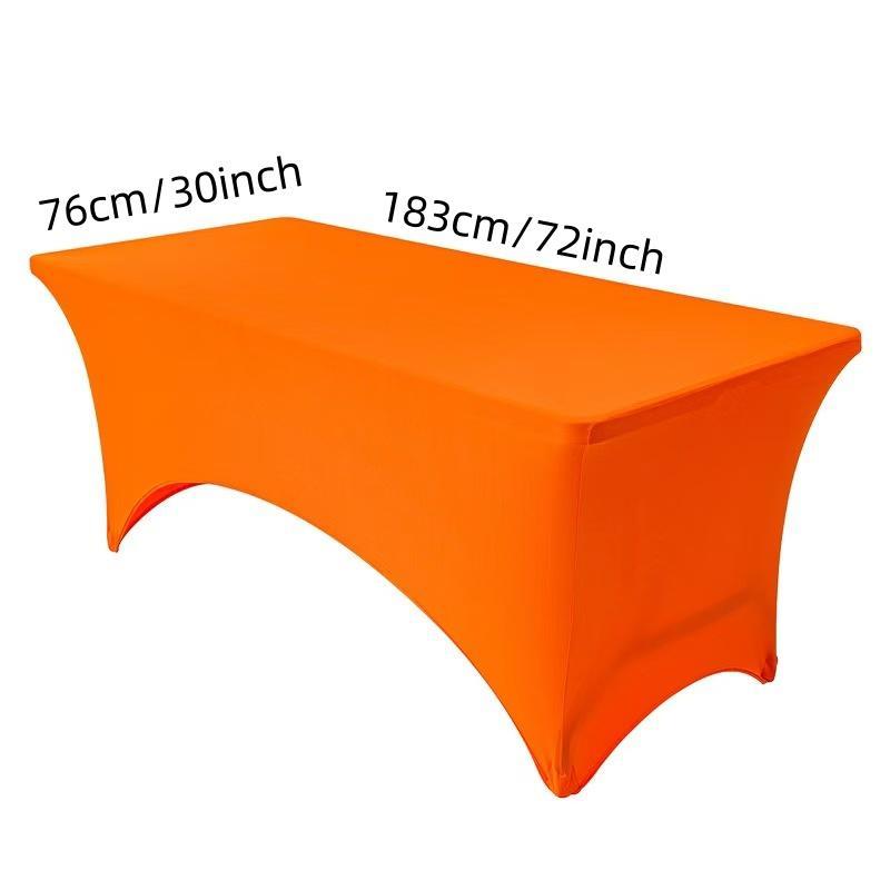 Rectangular Full-Wrap Table Cover, Polyester Elastic Washable Wrinkle-Resistant Fitted Protector, Indoor Outdoor Use, Banquets Parties Events
