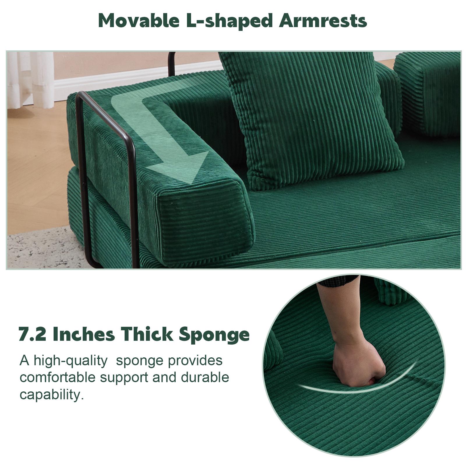 QAK 73.62"New Multiple Covers Available Cloud Floor Sofa Bed High-Quality Convertible Comfy Corduroy Fabric, Premium Sponge Padding, Multi-Functional Floor Sofa & Mattress for Living Room Upholstered Soft Couch,Multiple Colors of Sofa Covers Available