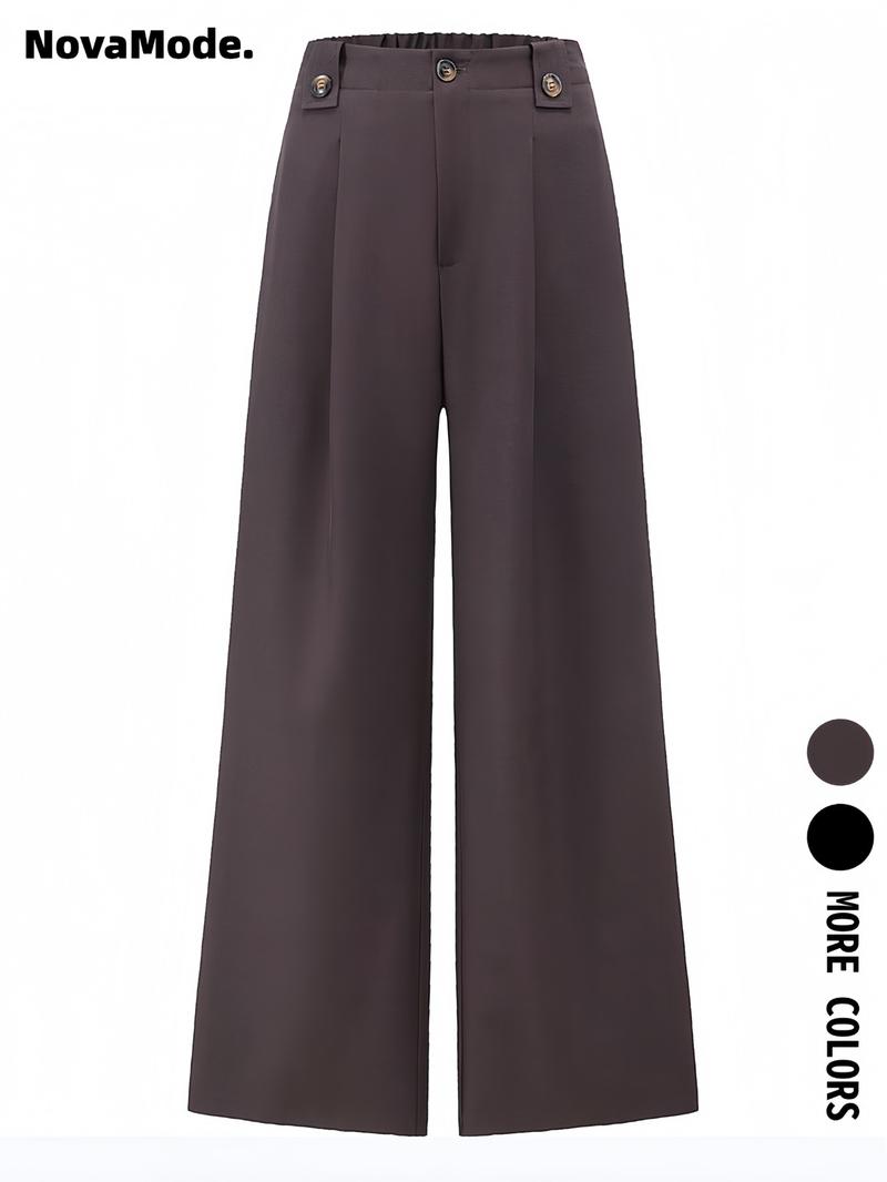 Women's High Waist Elastic Wide Leg Business Casual Pants, All-Season Long Trousers, Comfortable and Stylish Office Wear
