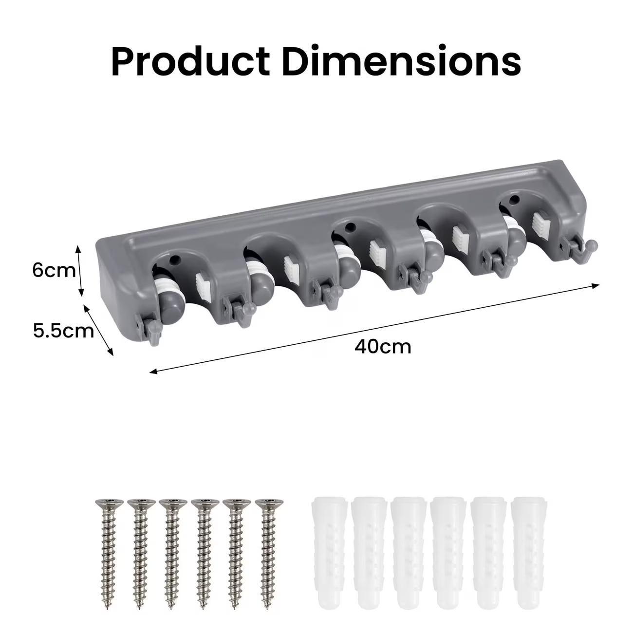 Wall Mounted Storage Rack, Multifunctional Storage Rack with 5 Slots & 6 Hooks, Space Saving Storage Organizer for Bathroom, Kitchen, Laundry Room Bathroom Organizers, Bathroom Organizing Accessories