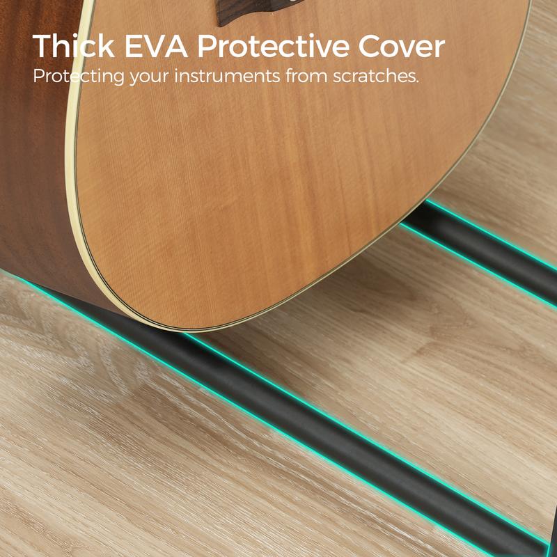 MAHANCRIS Guitar Stand for Acoustic Holder, Electric Guitar, Bass, Ukulele, Multiple Guitar Rack Holder, Floor Adjustable for Guitars, Guitar Amp Accessories, for Home Music Studio, Black