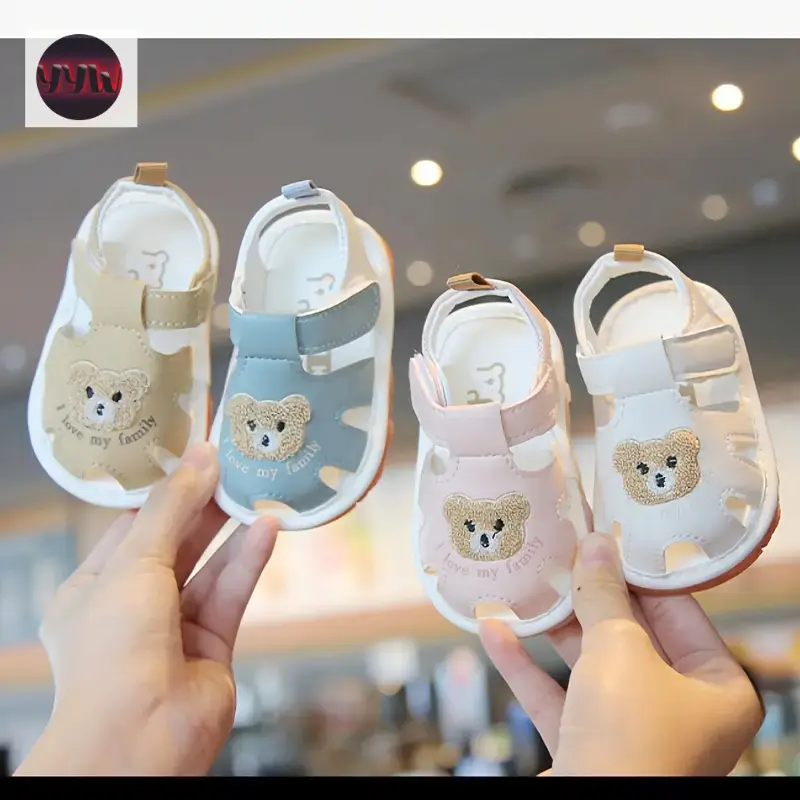 YYW1 Baby Toddler Squeaky Sandals, Kids' Covered-Toe Soft-Sole Footwear, Baby Sandals