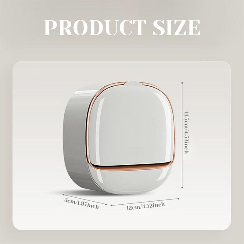 Soap Dish with Drain Box, Wall Mounted Soap Holder for Shower, Keeps Soap Dry, Waterproof Soap Box with Flip Lid for Shower, Punch Free Soap Bar Holder, Drain Tray