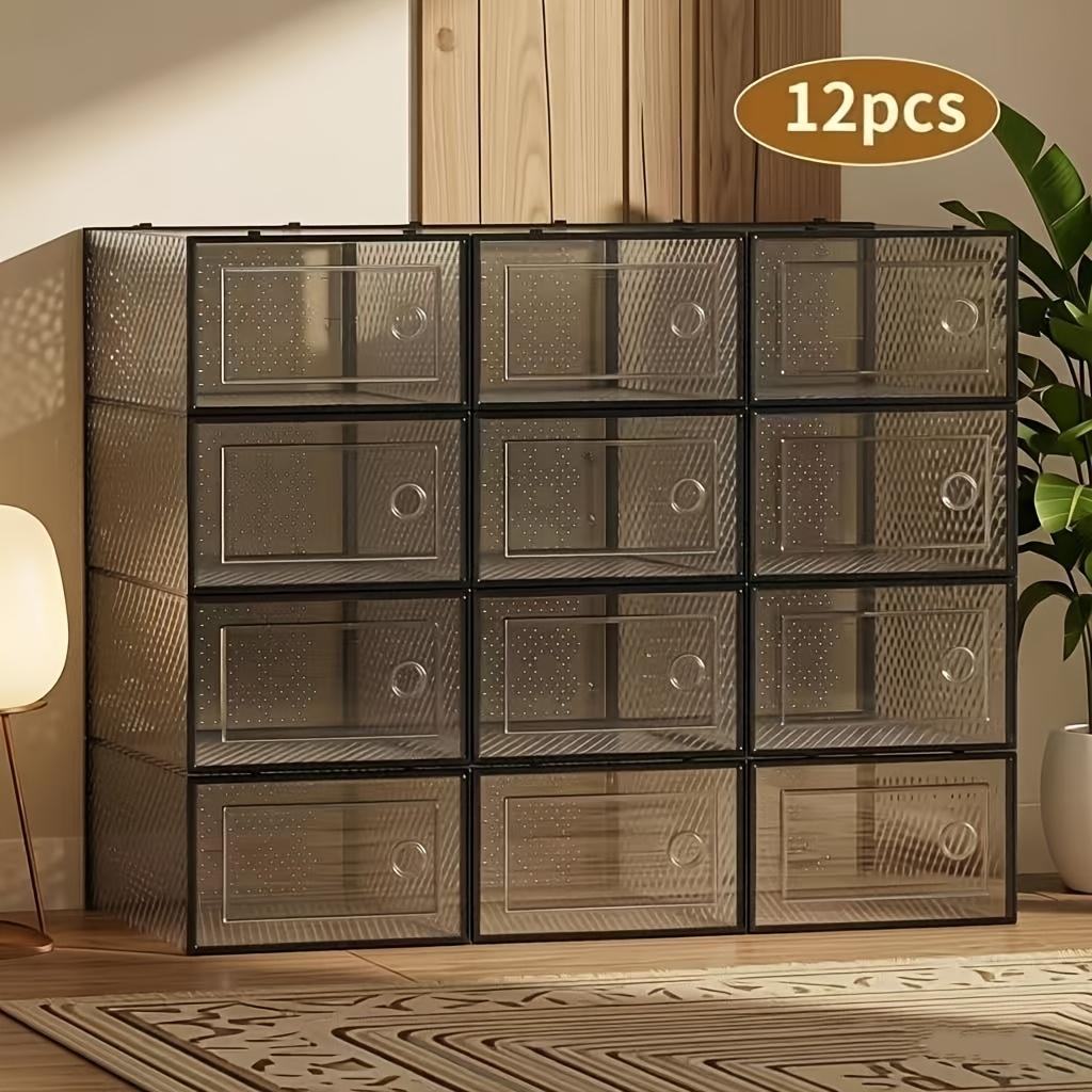 24-Pack Transparent Plastic Shoe Boxes with Lids, Foldable and Stackable Shoe Storage Bins Organiser - Waterproof, Space-Saving Shoe Storage for All Shoes, Multilayer Sneaker Display Racks - Suitable for Entryways, Bedrooms, Homes, and Dorms