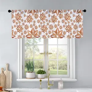 1Pc Christmas And New Year Printed Kitchen Curtains Pattern Of Watercolor Gingerbread Curtains Curtain Valance Living Room Bedroom Bathroom Home Decor 54X18 Inch
