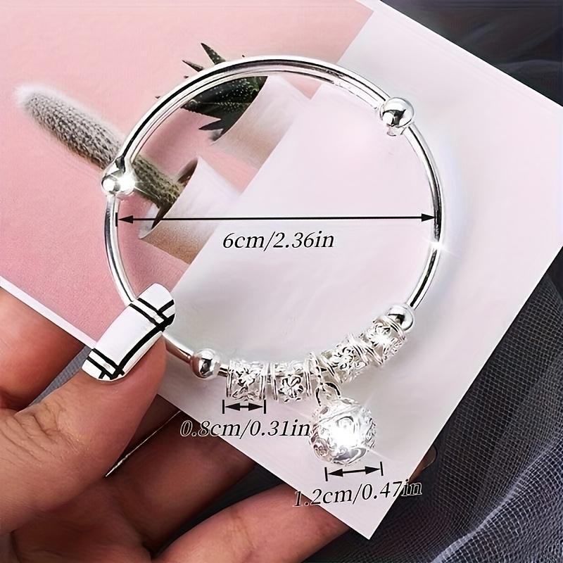 Women's 925 Silver Lace Design Arm Bracelet with Pendant, 6cm Cute Exquisite Pretty Fashion Bracelet, Daily Wear Accessory Ideal for Valentine's Day Gift