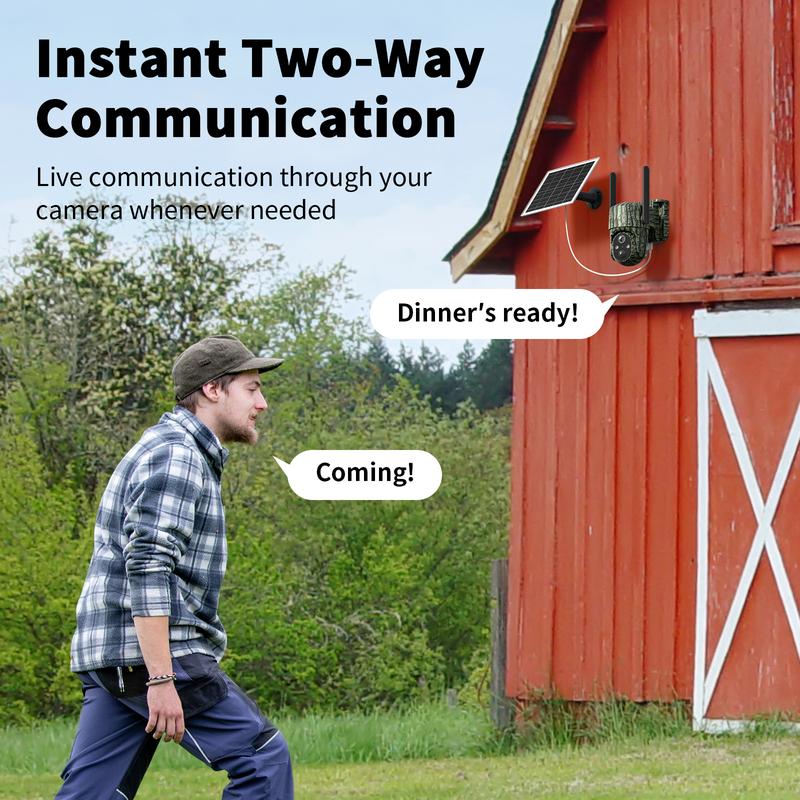 4G LTE Wireless Solar Powered Security Camera CB84S – 2K HDVideo 360°View, NoWiFi, Remote APP Controlled, Motion Activated, Night Vision, Outdoor, PIR Motion Detection, Data refill is required for Unlimited 4G data usage