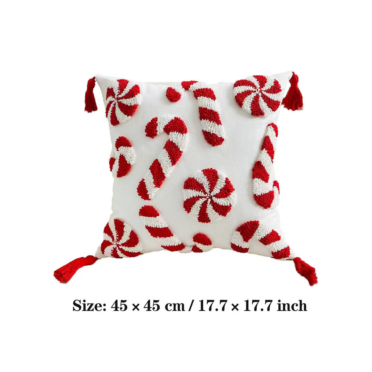 1 Christmas pillow cover, 17.7x17.7 inches, candy cane design, zipper seal, modern canvas decorative cushion cover suitable for living room, bedroom, study,-excluding inner core, sofa cushion, decorative pillow, beautiful modern cushion cover, living room