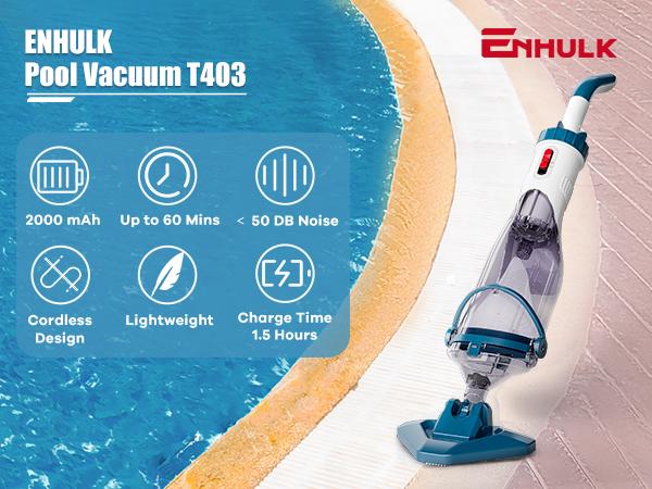 【Spring Cleaning】Enhulk New Upgrade PC18 Pool Vacuum for Above Ground Pool with Telescopic Pole, Running time up to 1H, Handheld Design with Powerful Suction up to 18.5 gallon/min Ideal for Leaves, Debris 【Spring Cleaning】Enhulk New Upgrade PC18 Pool Vacuum for Above Ground Pool with Telescopic Pole, Running time up to 1H, Handheld Design with Powerful Suction up to 18.5 gallon/min Ideal for Leaves, Debris