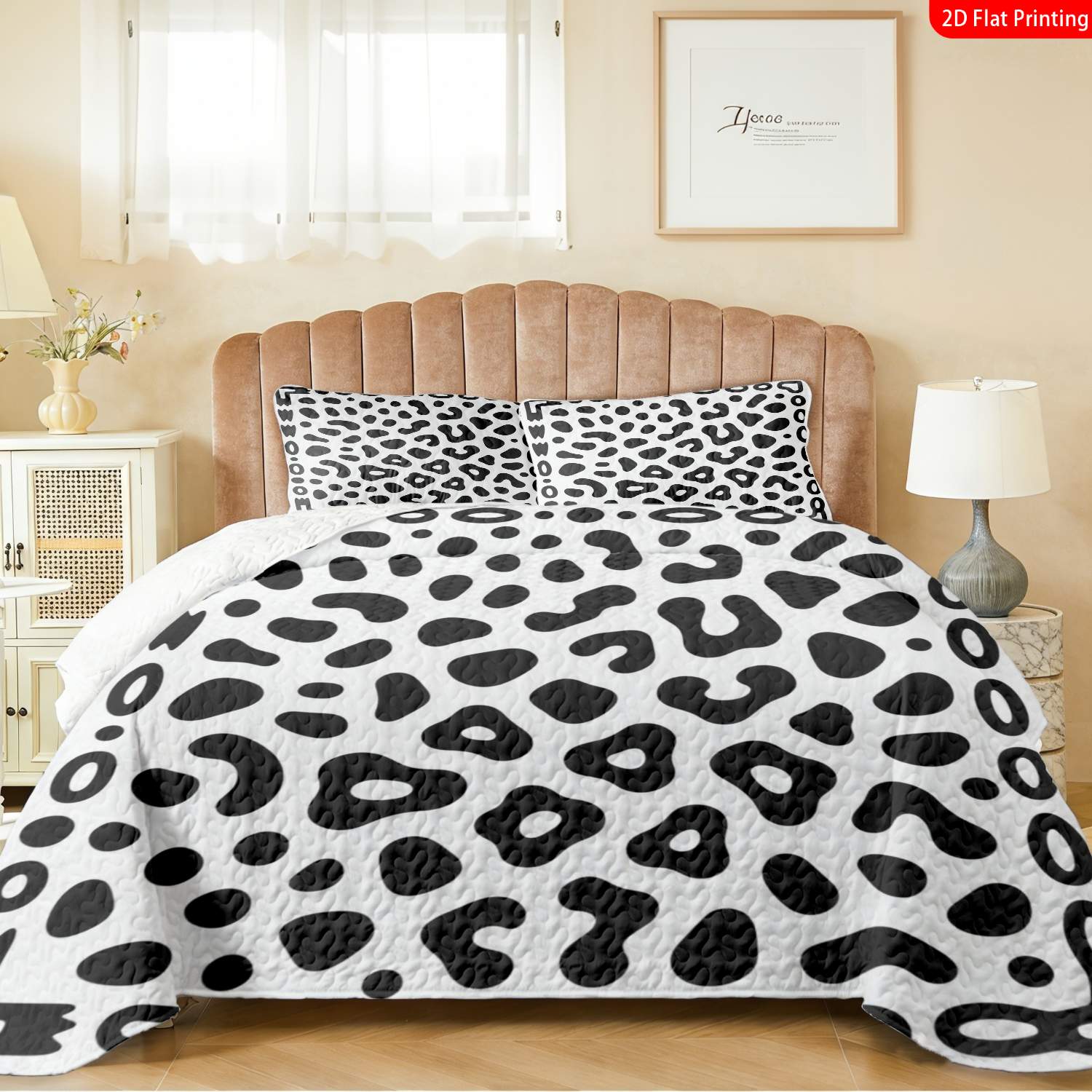 3 pcs, 2D Flat Print Leopard Pattern Animal Print Bedspread Set, Soft and Comfortable, Multiple Sizes Available, Suitable for Gifting and Daily Use, Ideal for Creating a Cozy Home Atmosphere(1 bedspread , 2 pillowcases)