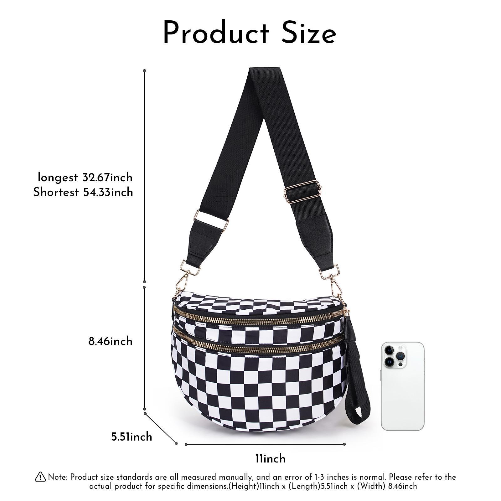 CN6030 Checkered Crossbody Bag Nylon Bum Bags for Women Spacious Handbags Purse Fanny Packs with Shoulder Strap TikTokShopHolidayHaul