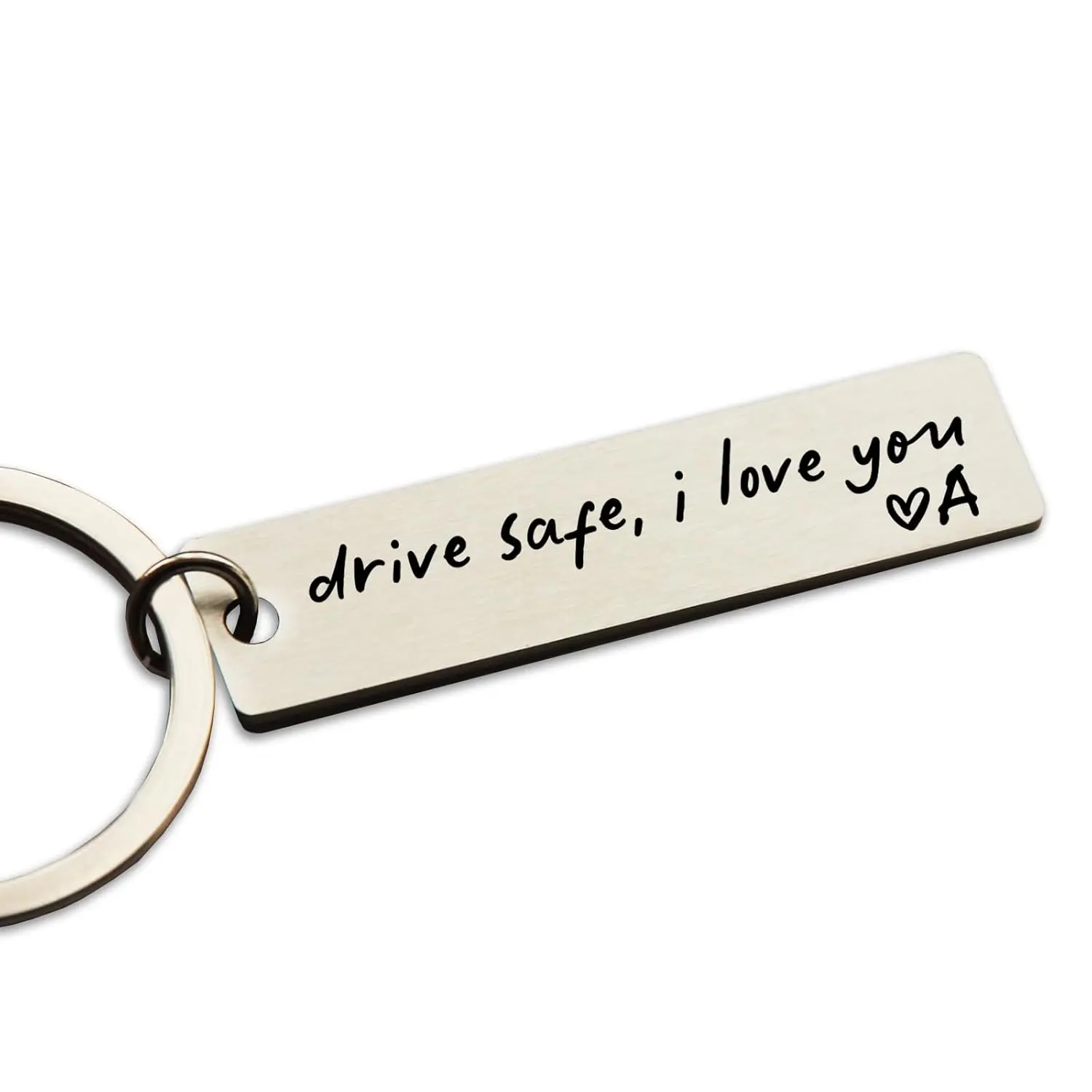 Personalized Stainless Steel Keychain with Initial, Engraved "Drive Safe I Love You" Keyring, Cute Gifts for Boyfriend, Boyfriend Gifts Cute