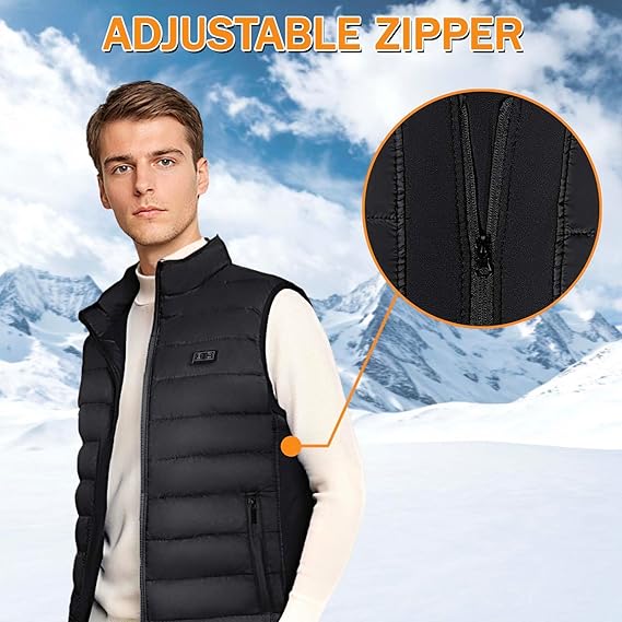 Heated Vest for Men Women, 8 Heating Zones, 3 Temperature Controls, USB/DC Rechargeable, Waterproof, Down Cotton Filling, Hunting Skiing Winter Outdoor Heating Vest with 10,000 mAh Battery - Polyester Clothes