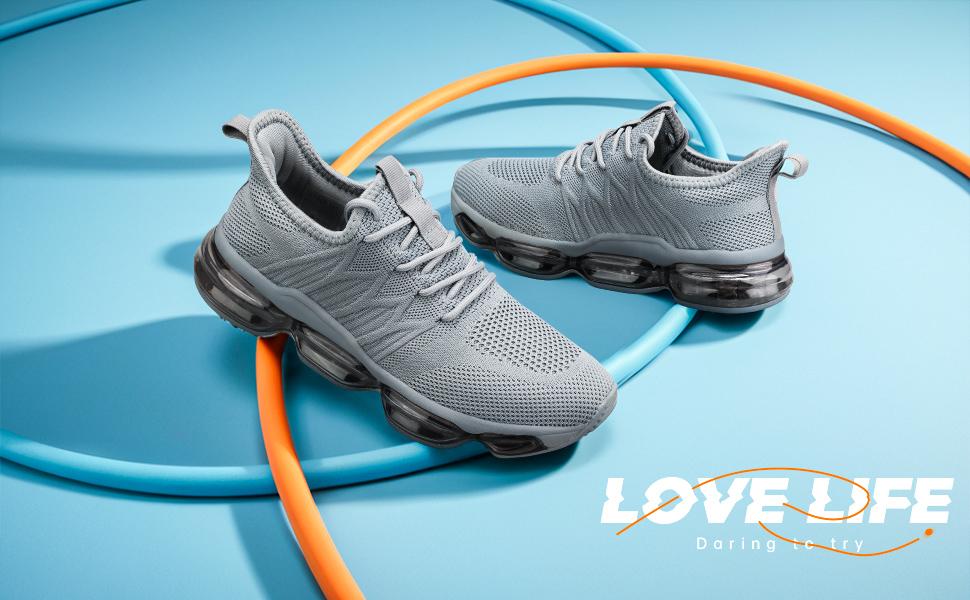 Mens Air Cushion Running Shoes Lightweight Breathable for Treadmill Wear,Cushion Casual Mesh Walking Fashion Sneakers for Daily Wear,Tennis Breathable Sport Gym Fitness Cross Trainers
