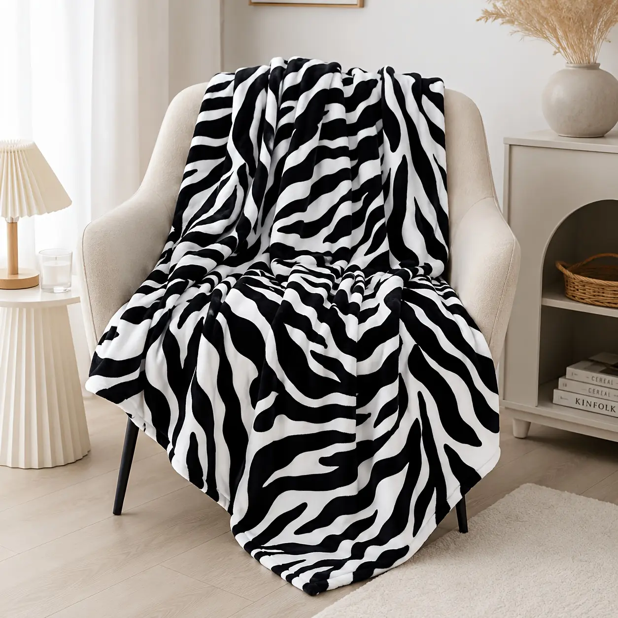 Zebra patterned blanket 1pc spring/summer/autumn/winter room decoration living room sofa gift Valentine's Day Mother's Day back to school