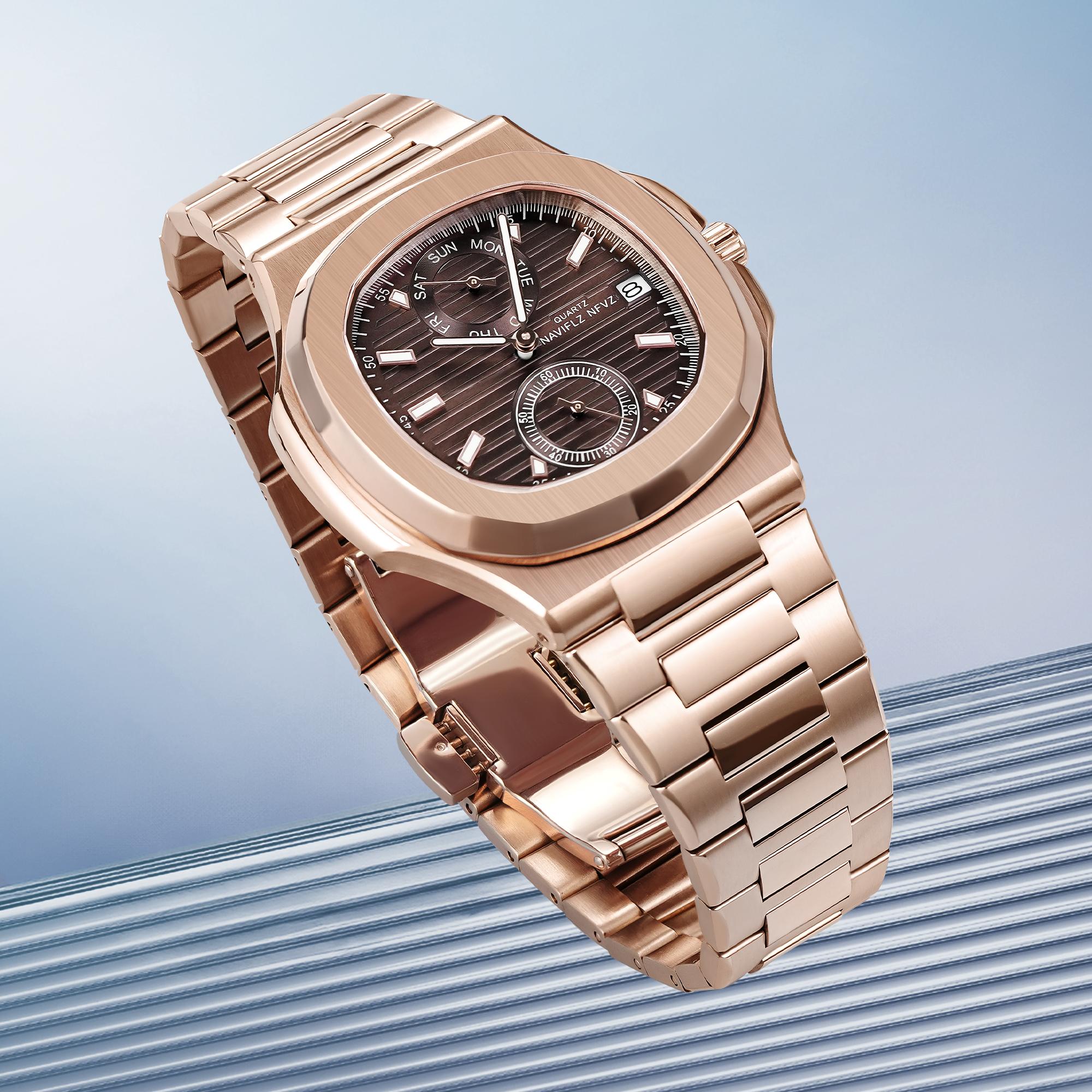 NAVIFLZ NFVZ  Luxury Men Wristwatch Business Waterproof Luminous Date Man Watch Stainless Steel Men's Quartz Watches Relogio Masculino