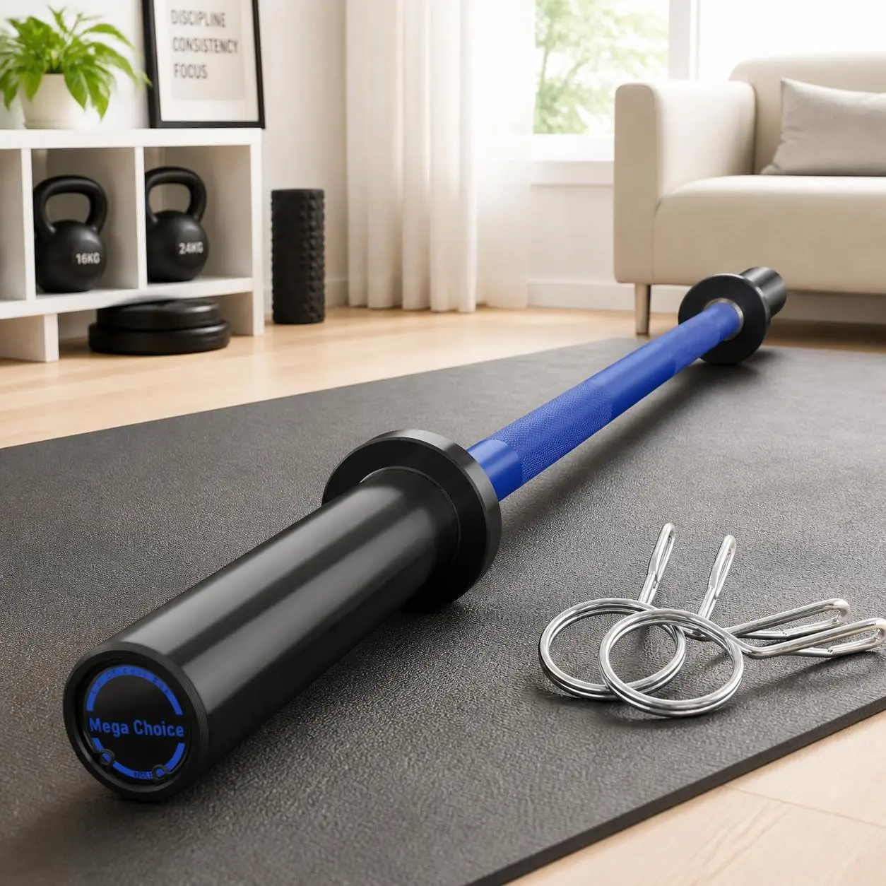 Garvee 4FT International Games Barbell & EZ Wave Bar Combo - 500LB Capacity, Knurled Grip, Copper Sleeves, Fits 2" Plates, Includes 2 Spring Collars for Home Gym Strength Training