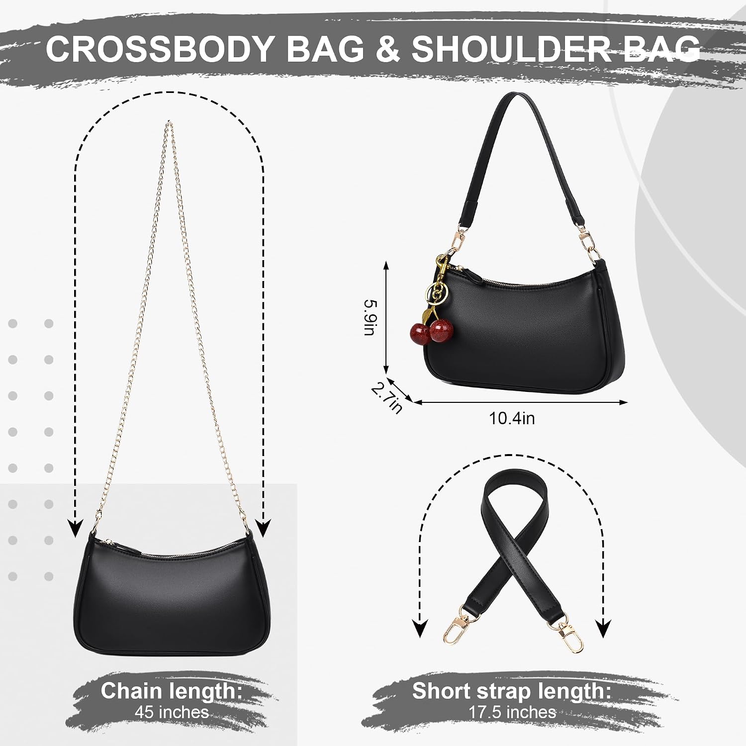 Bag for Women Cute Underarm Cherry Purse Retro Clutch Hobo Handbag Small Crossbody Bags