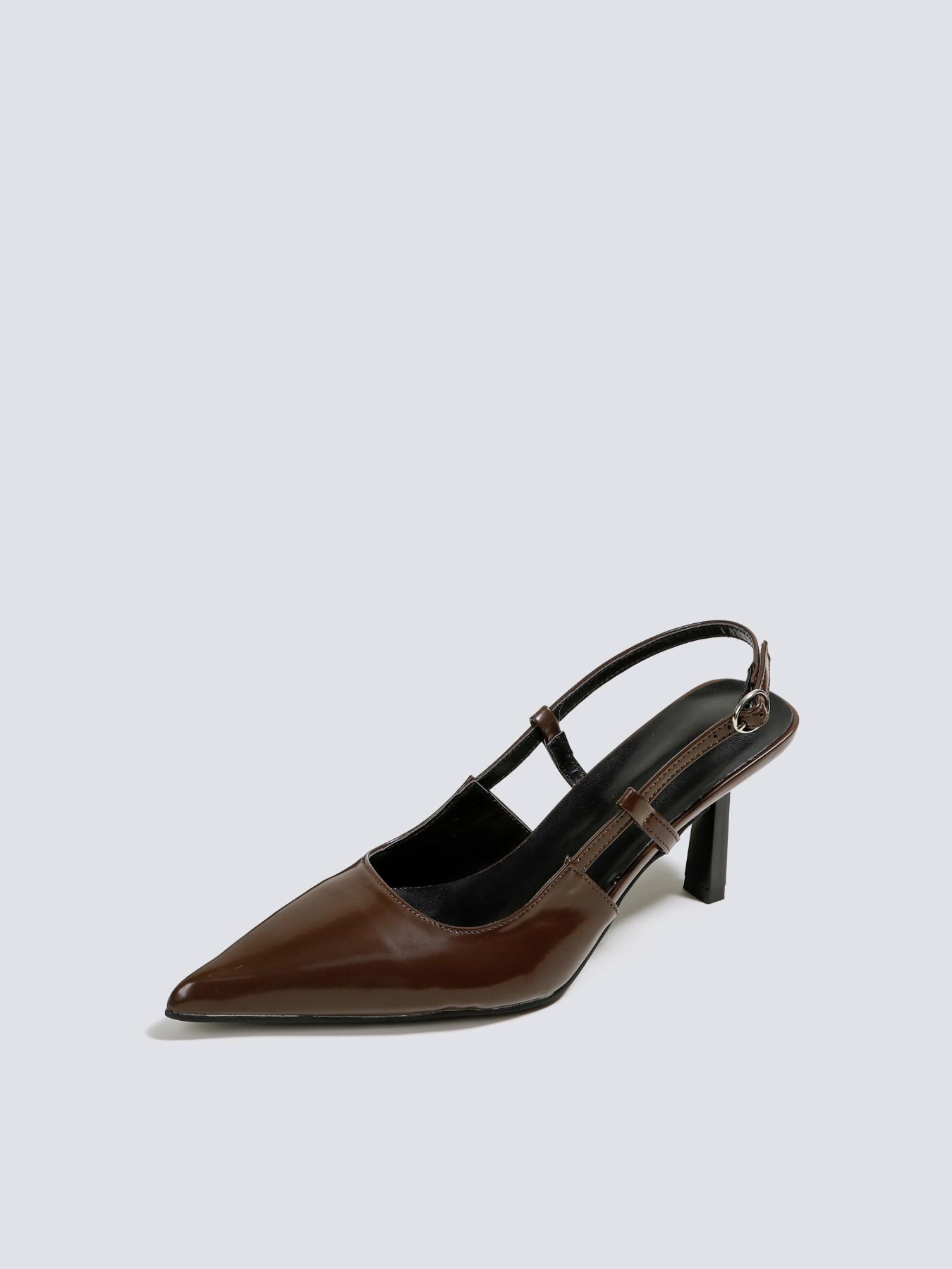 Women's Matte High Heel Shoes, Slip-On Party Wedding Shoes, 7cm Formal Footwear, Pointed Toe Sandals with Back Strap