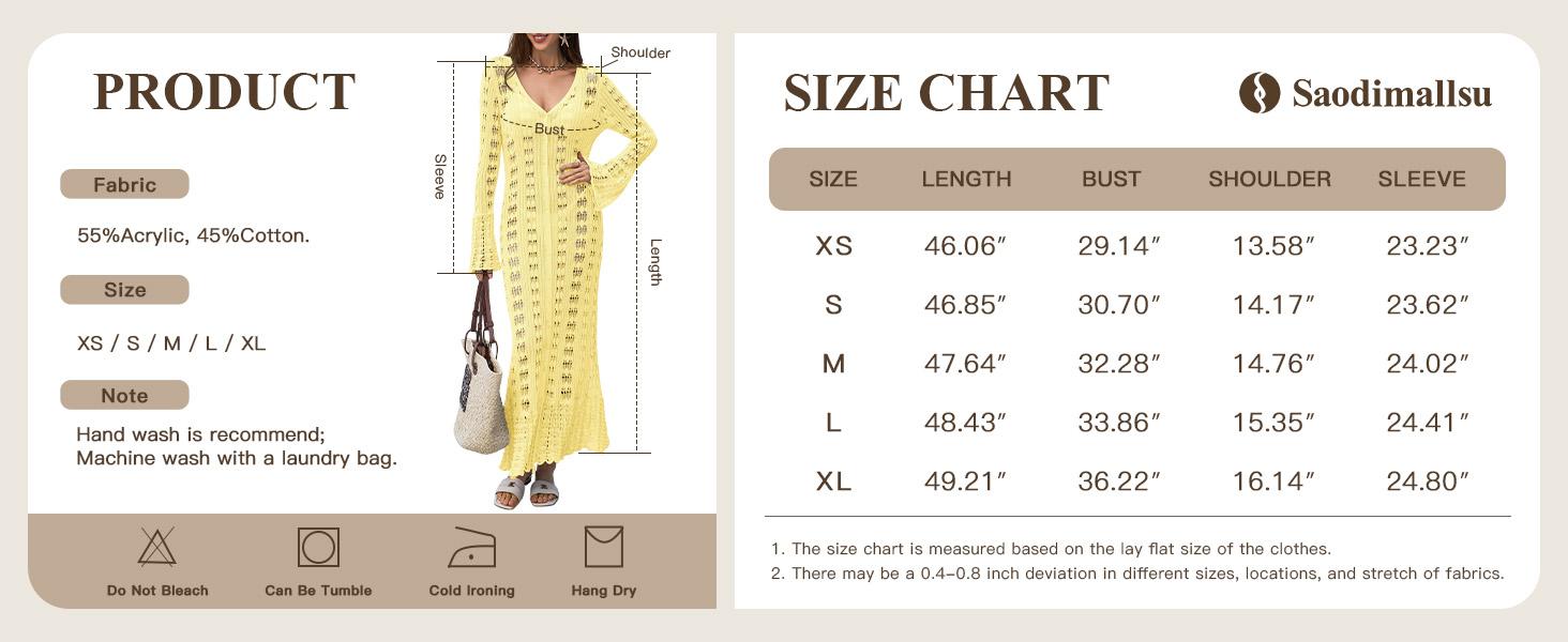 Saodimallsu Women's Basic Crocheted Cotton Cardigan Tops, Boho Crochet Knit Duster with Long Bell Sleeves, Ruffle Detail, Button-Front Beachwear Cover-Up Clothes