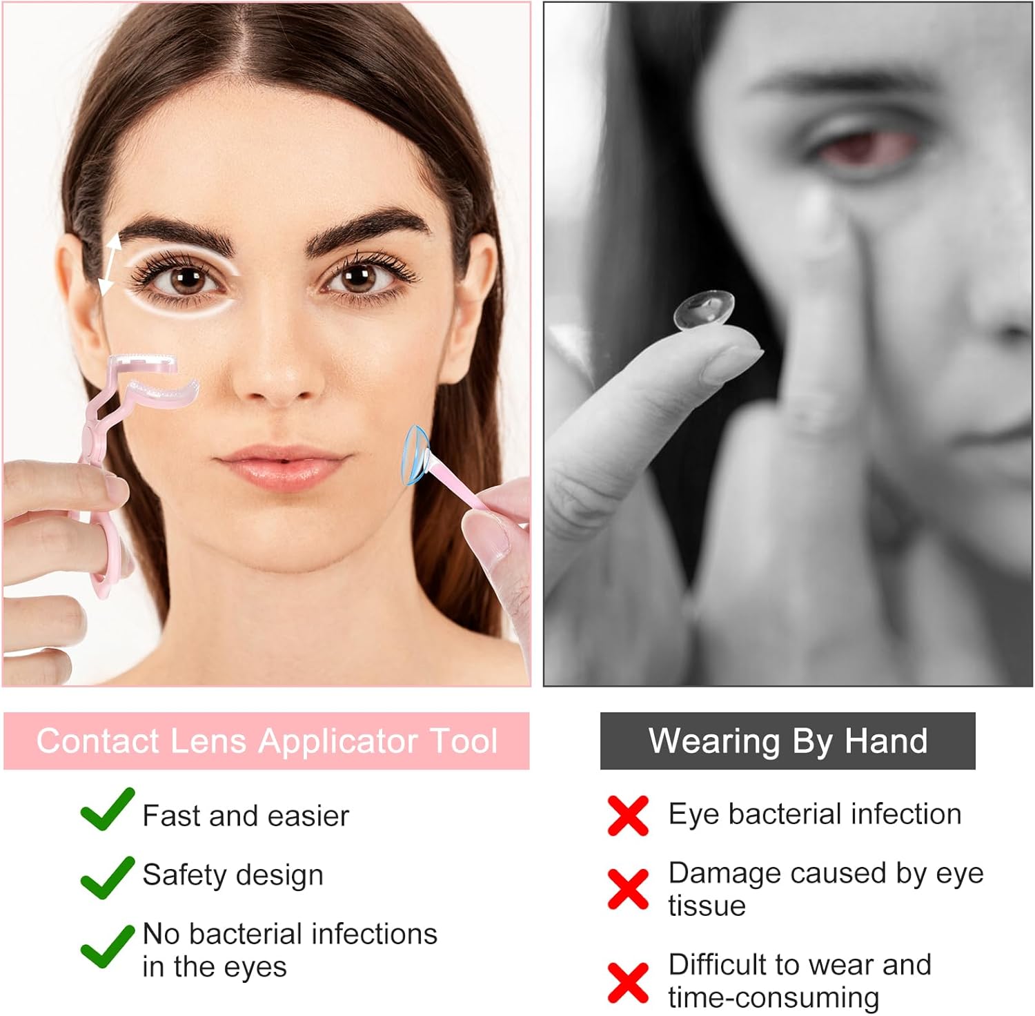 Daily Contact Lens Insertion & Removal Tool with Pink and White Components for Easy Use Applicator and Removal Device Daily Contact Lens Insertion & Removal Tool with Pink and White Components for Easy Use Applicator and Removal Device