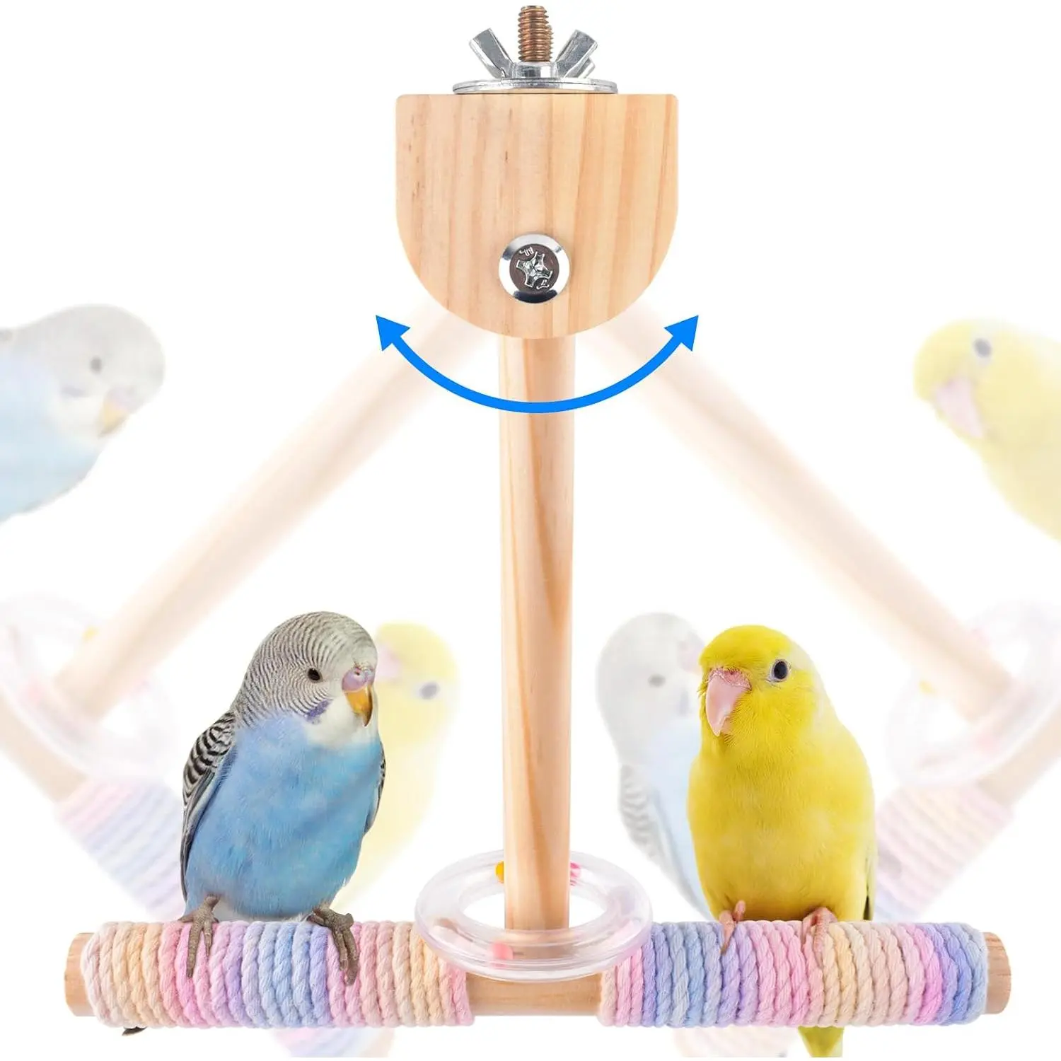 Bird Stand Perch , Parakeet Wooden Exercise Shake Standing Pole  Swing for Small Medium Budgies Cockatiel Conure Quaker Lovebird  Bird Cage Accessories