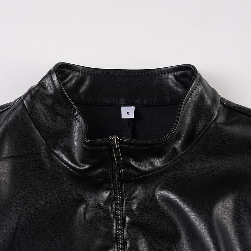 Women's Street Style Faux Leather Long Sleeve Jacket, Winter Slim Fit Biker Coat with Zipper Design, Casual Fashion Outerwear for Women