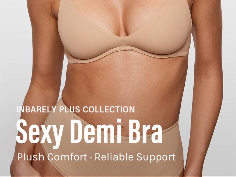 INLYRIC Women's Inbarely Plus Plunge Bra - Unlined Underwire Sexy Demi Balconette Bras