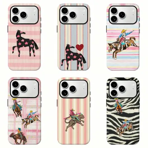 Cowgirl Western Horse Phone Case Retro Striped Zebra Print Country Rodeo Art Soft Silicone Case,For iPhone 11 12 13 14 15 16 17 pro max for Samsung S26 S25 S24 S23 S22 S21 phone Cases,Gifts For Fans Men Women,phone cases