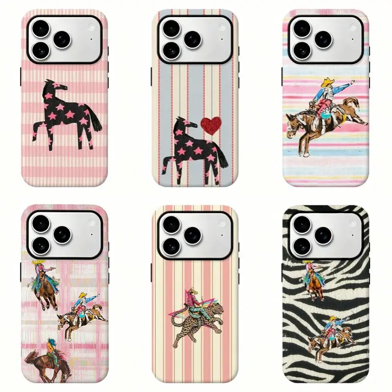 Cowgirl Western Horse Phone Case Retro Striped Zebra Print Country Rodeo Art Soft Silicone Case,For iPhone 11 12 13 14 15 16 17 pro max for Samsung S26 S25 S24 S23 S22 S21 phone Cases,Gifts For Fans Men Women,phone cases
