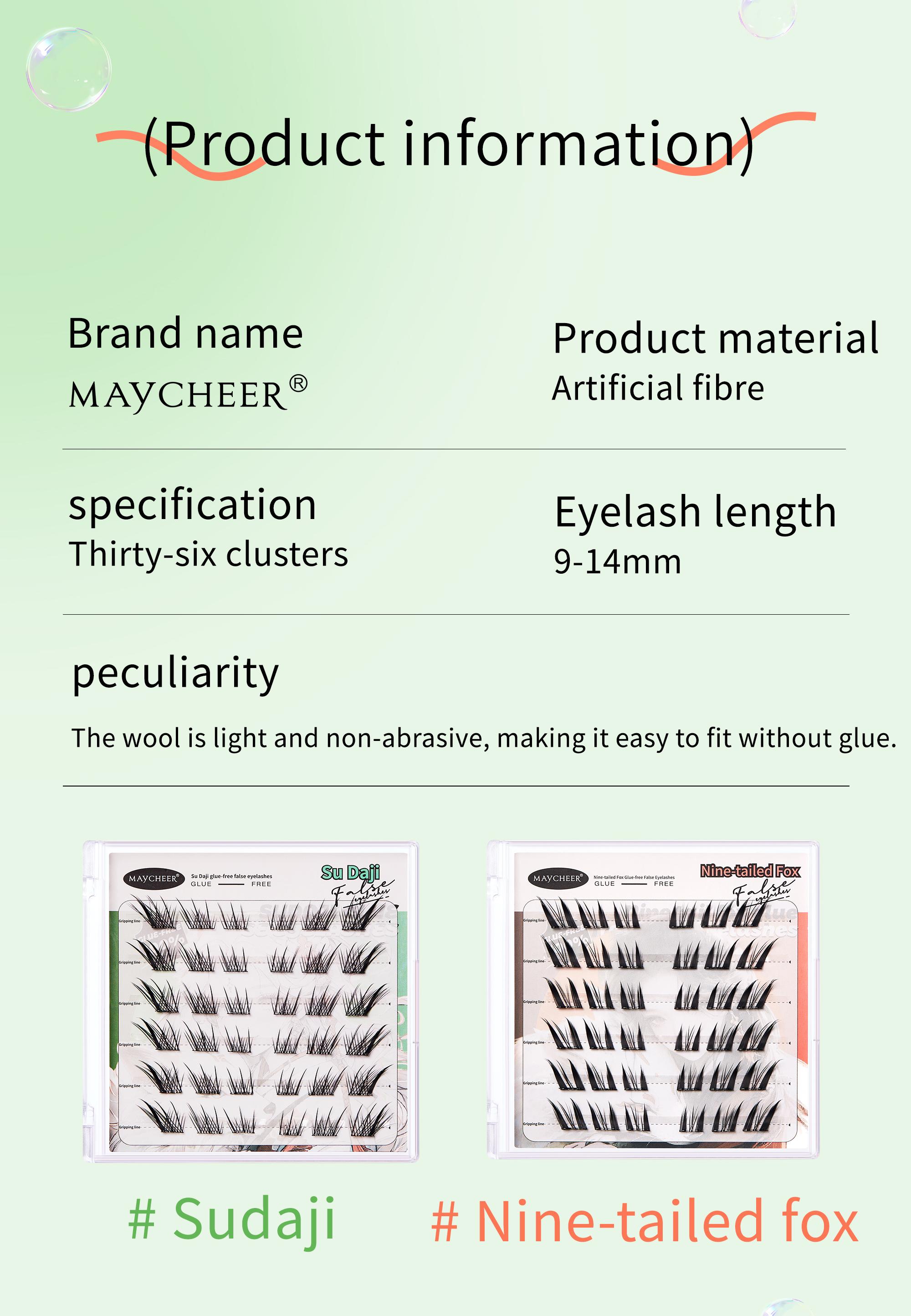 MAYtobe Self-Adhesive Lash Clusters Kit - No Glue Needed, Easy Press-On Eyelash Extensions, 36 Pcs Natural Wispy Lashes with Tweezers