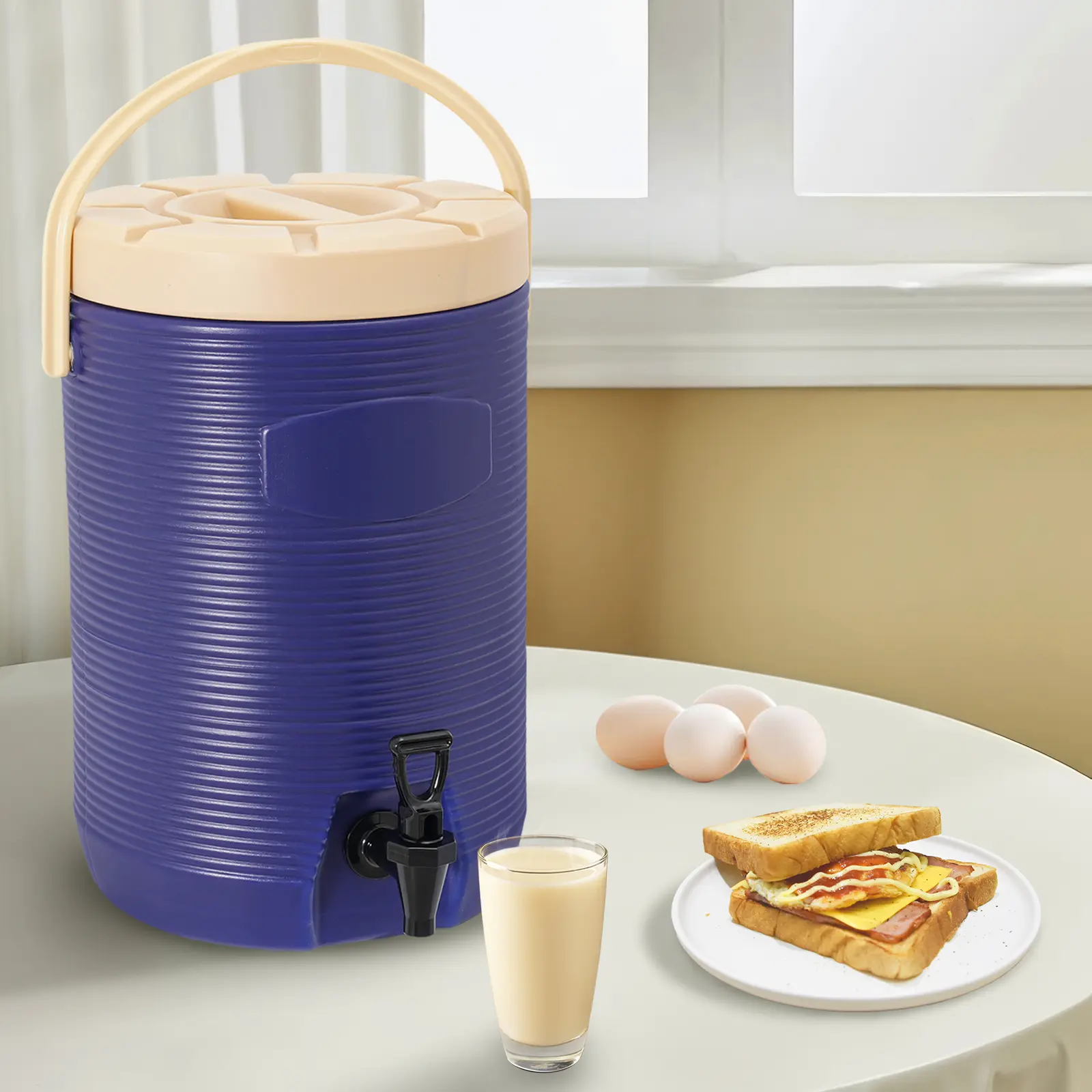 15.4L Insulated Beverage Dispenser  Stainless for Party Camping Cafe Buffet Use