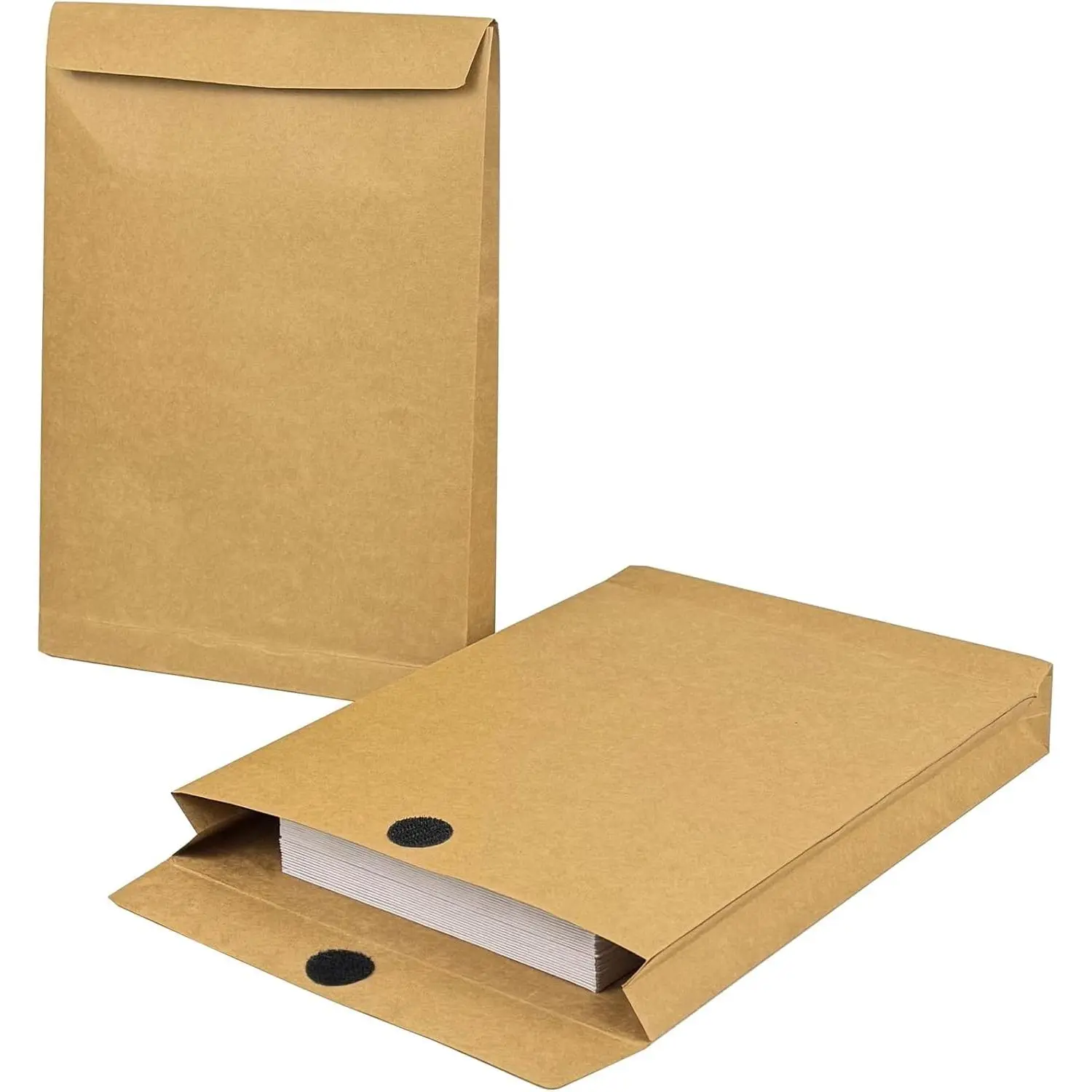 15 Pack Large Expandable Envelopes, 9.3x 13" Big Mailing Envelopes | Hook-and-Loop Closure Brown Envelope for Document, Large Manilla Envelopes Anti Tear Kraft Catalog Envelopes for File Storage