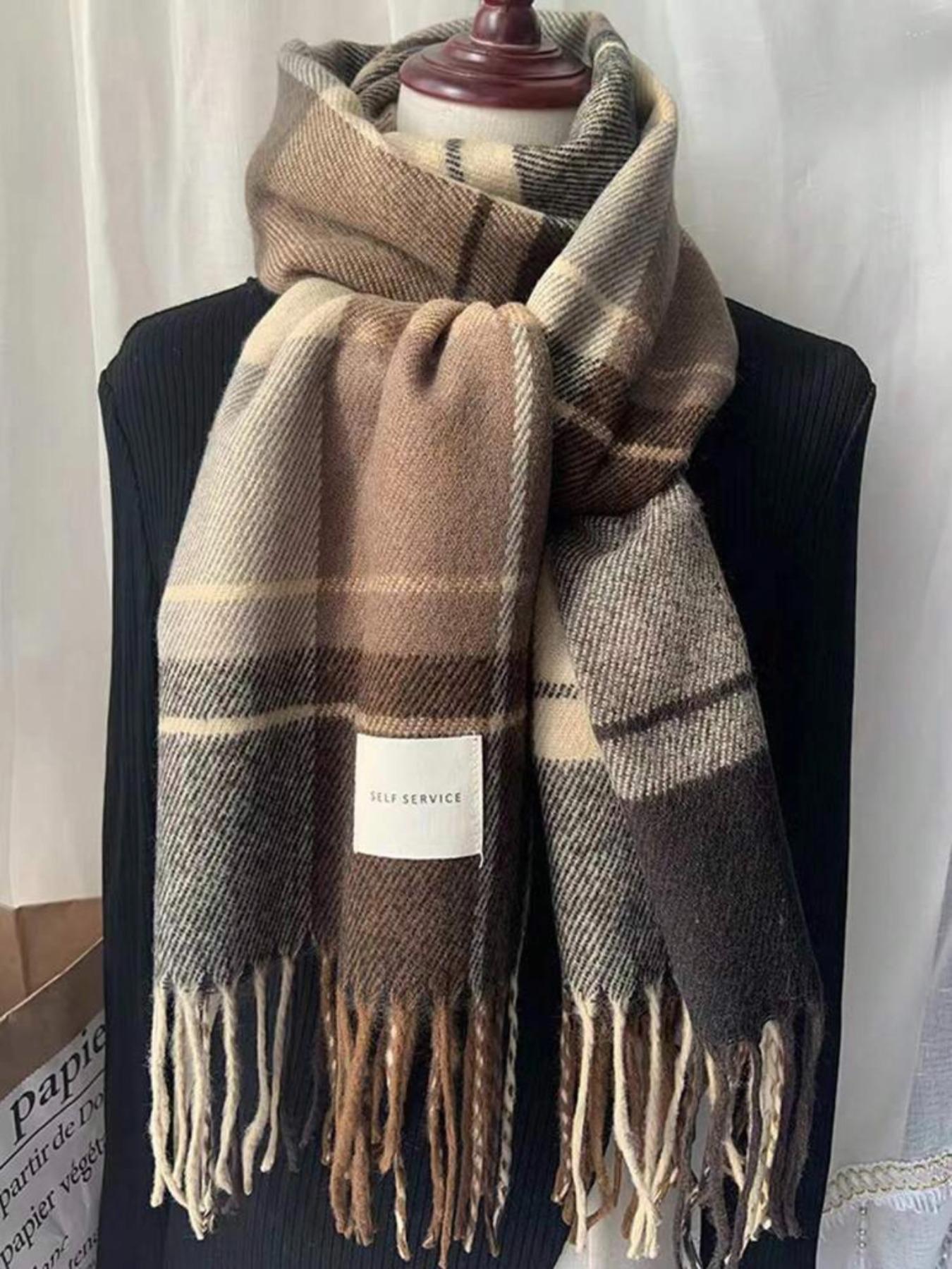 New Arrival Plaid Scarf for Women, Casual Fitted Woven Fabric, Warm & Stylish Design, Perfect for Fall Winter Outdoor Activities, Checkered Scarf