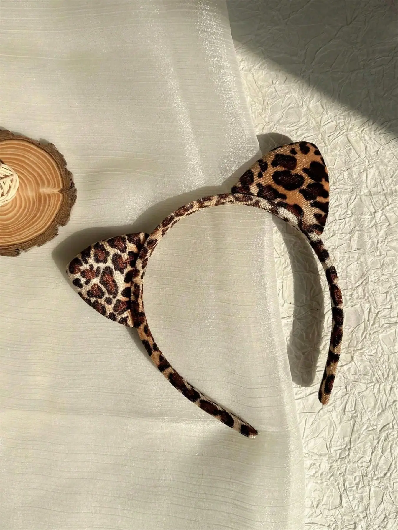 1pc Women's Cartoon Headband, Leopard Cat Ear Hair Hoop Clip, Elegant, Korean Style, Fashionable & Versatile High Crown Hair Accessory, Suitable For Holidays, Home, Vacation, Parties