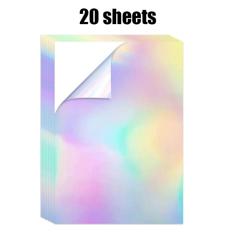 A4 Holographic Print Stickers, Matte & Glossy Surface, Inkjet Printer Compatible, Vinyl Paper Included, Ideal for DIY Photography Cards