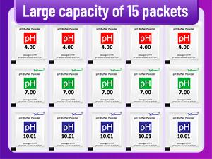 15 Pack pH Calibration Buffer Powder Calibration Solution for Precise Meter Calibration, 4.00pH/7.00pH/10.01pH with Three 250ml Bottles - Professional pH Tester Calibration Kit