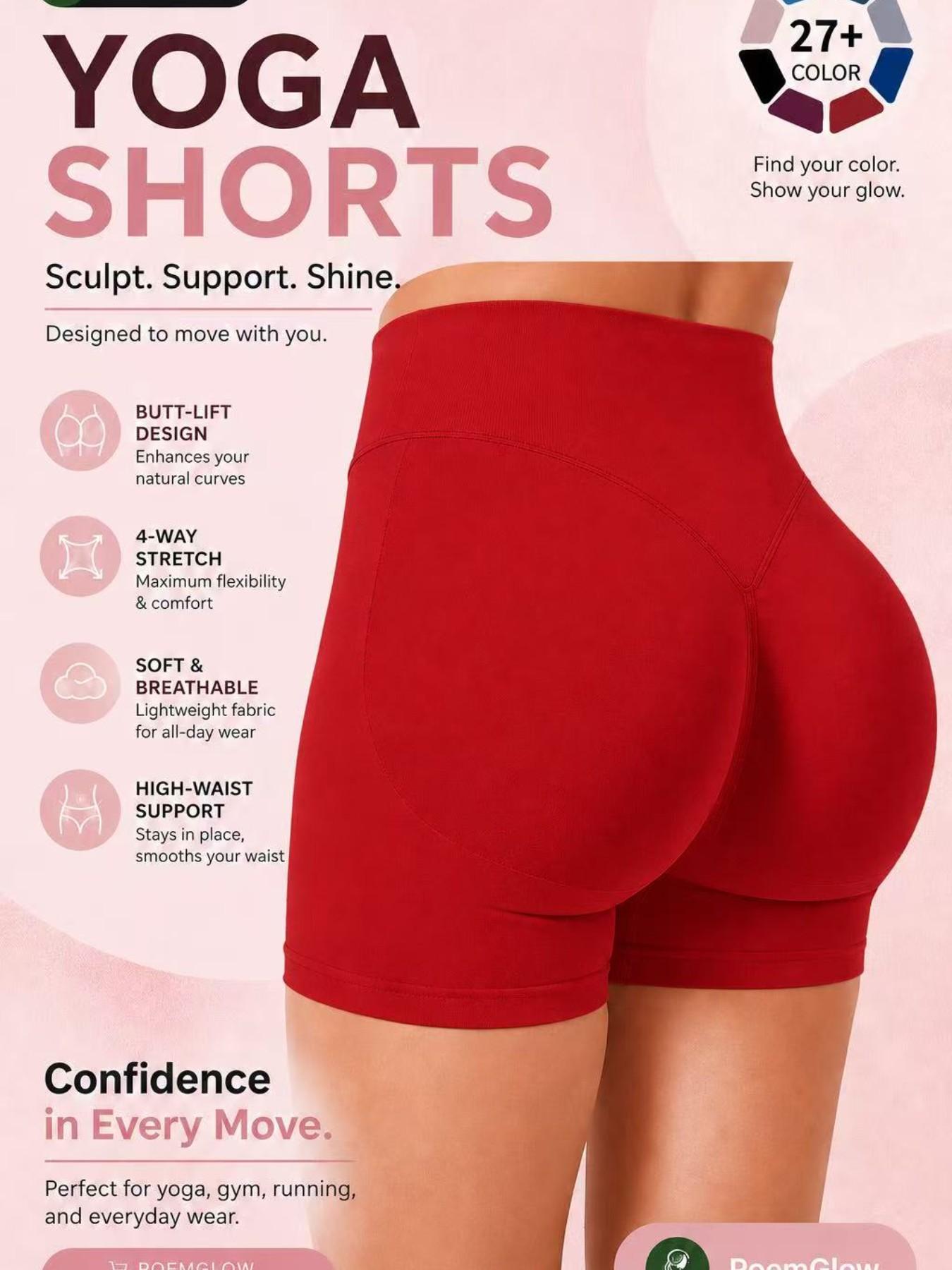 Seamless High Waisted Fitness Yoga Shorts for Women, Tummy Control & Butt Lifting, Slim-Fitting Sporty Compression Shorts, Athletic Wear Shorts, Performance Training Shorts for Workout, Running & Outdoor