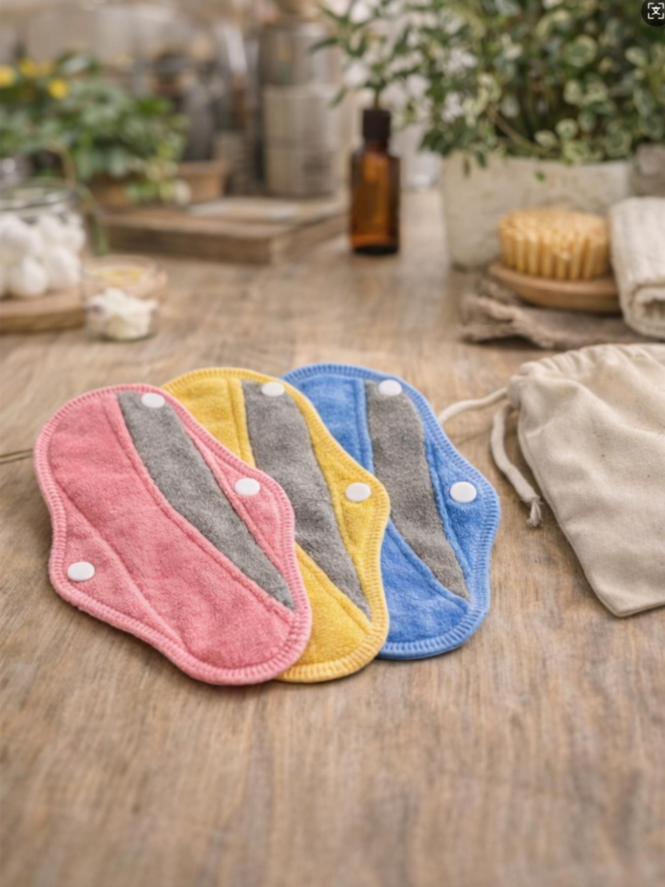 Reusable Sanitary Napkin, 3pcs Washable Soft Absorbent Sanitary Pad, Menstrual Pad, Period Pad, Feminine Care Product for Women, Feminine Hygiene Products