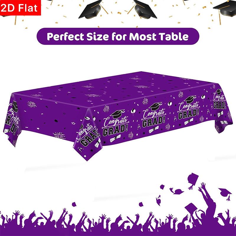 2D Flat Party Tablecloth 1pc, Graduation Theme Tablecloth, Rectangular, for 2026 Graduation Party Decor, No Power Required