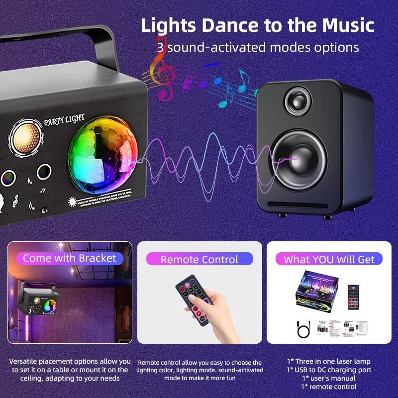 1pc 3-in-1 Square Disco Light Modern Black Style Sound Activated Strobe Multi-Mode Party Lamp for Home, KTV, Stage, and DJ Events