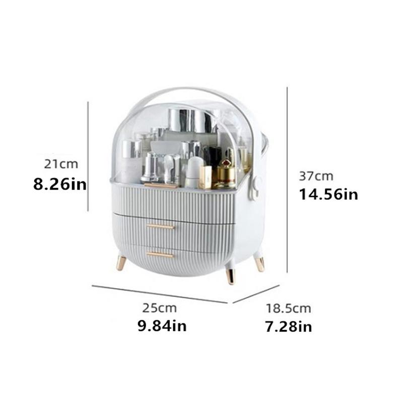 1pc Makeup Storage Box with Lid and Drawers, Cosmetic Organizer for Skincare Products, Desktop Display Cabinet, Ideal for Countertop Use