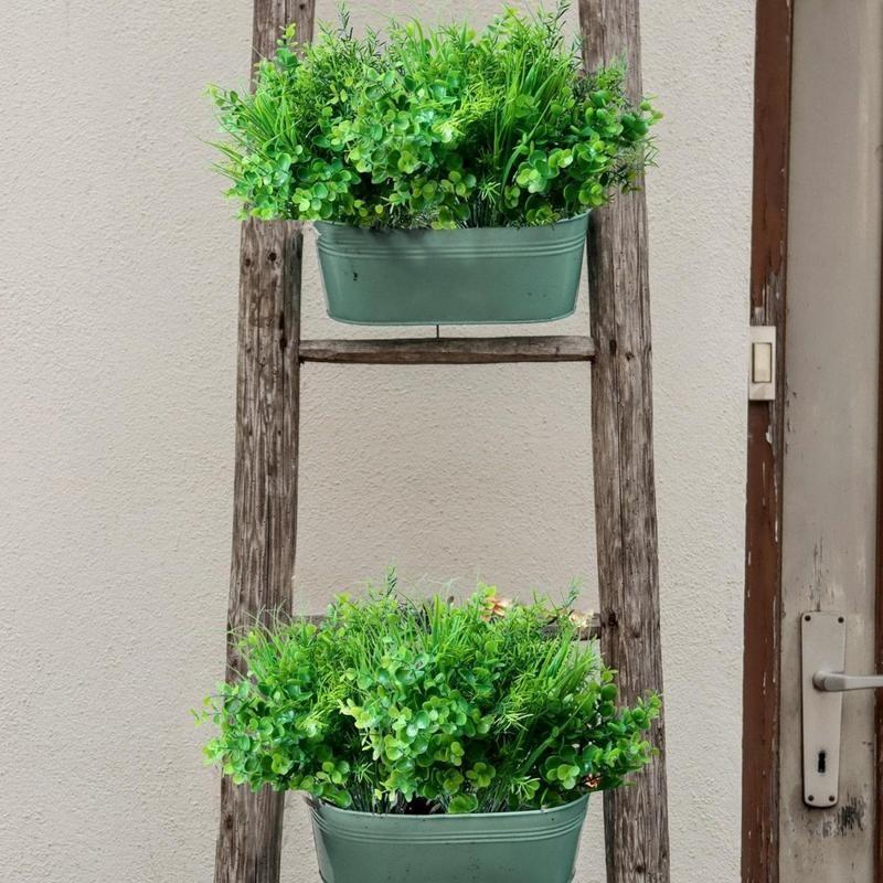 18 Pcs No Fade Artificial Plants Greenery Stems, 3 Types Realistic Faux Eucalyptus Grass Shrubs, UV Resistant Faux Greenery for Outdoor Indoor Home Garden Yard Window Box Porch Patio Balcony Farmhouse Wedding Party Table Centerpieces DIY Decoration