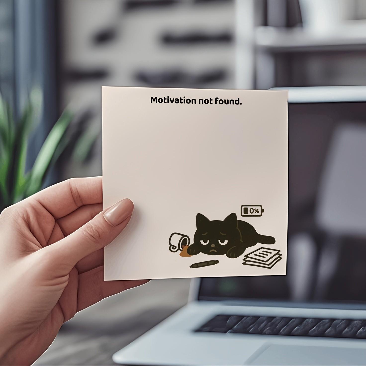 Black Cat Sticky Notes 4-Pack Set, Cute Self-Adhesive Memo Pads with Four Designs, Perfect for Office, School, Journaling, Great Stationery Gift