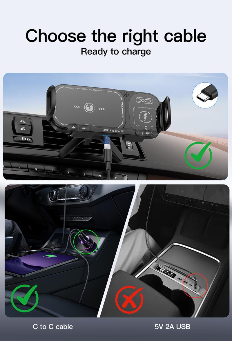 15W Wireless  Fast-Charging Car Phone Mount for Foldable & Regular Smartphones, Super Stable Car Air Vent Phone Mount with Hook & Clip,One-Button 90° Rotation,One-Button Automatic Clamping,Compatible with iPhone, Samsung, Google and Other Smartphones 15W Wireless  Fast-Charging Car Phone Mount for Foldable & Regular Smartphones, Super Stable Car Air Vent Phone Mount with Hook & Clip,One-Button 90° Rotation,One-Button Automatic Clamping,Compatible with iPhone, Samsung, Google and Other Smartphones