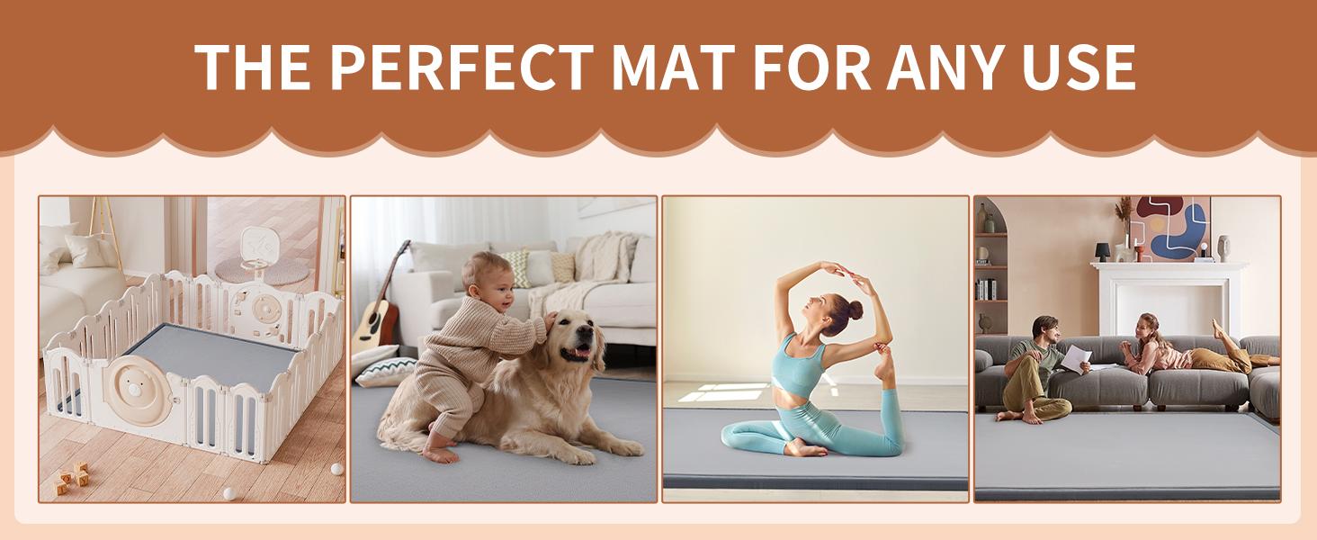 SLSY Baby Play Mat Memory Foam Nursery Rug Area Rug Yoga Mat Playmat Crawling Mat for Baby,Toddlers,Kids,Floor Mat Tatami Mat for Living Room Non-Slip 1.4" Thick