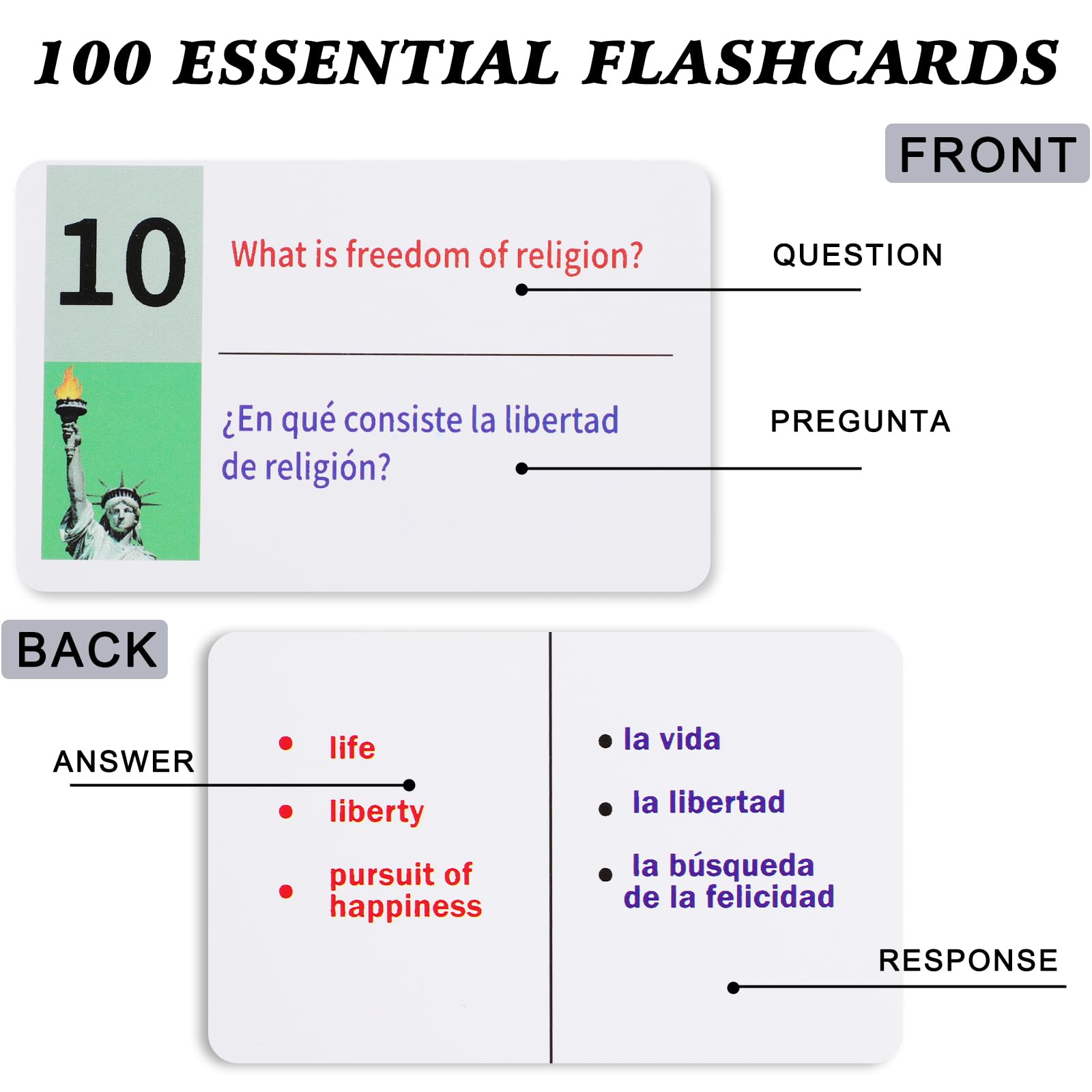 Tarjetas para La Ciudadania 2025 De Las 100 Preguntas，U.S. Citizenship Flash Cards 2025 - English/Spanish ﻿, US Civics Test Flash Cards Combo Set，Set with Bilingual Booklet
