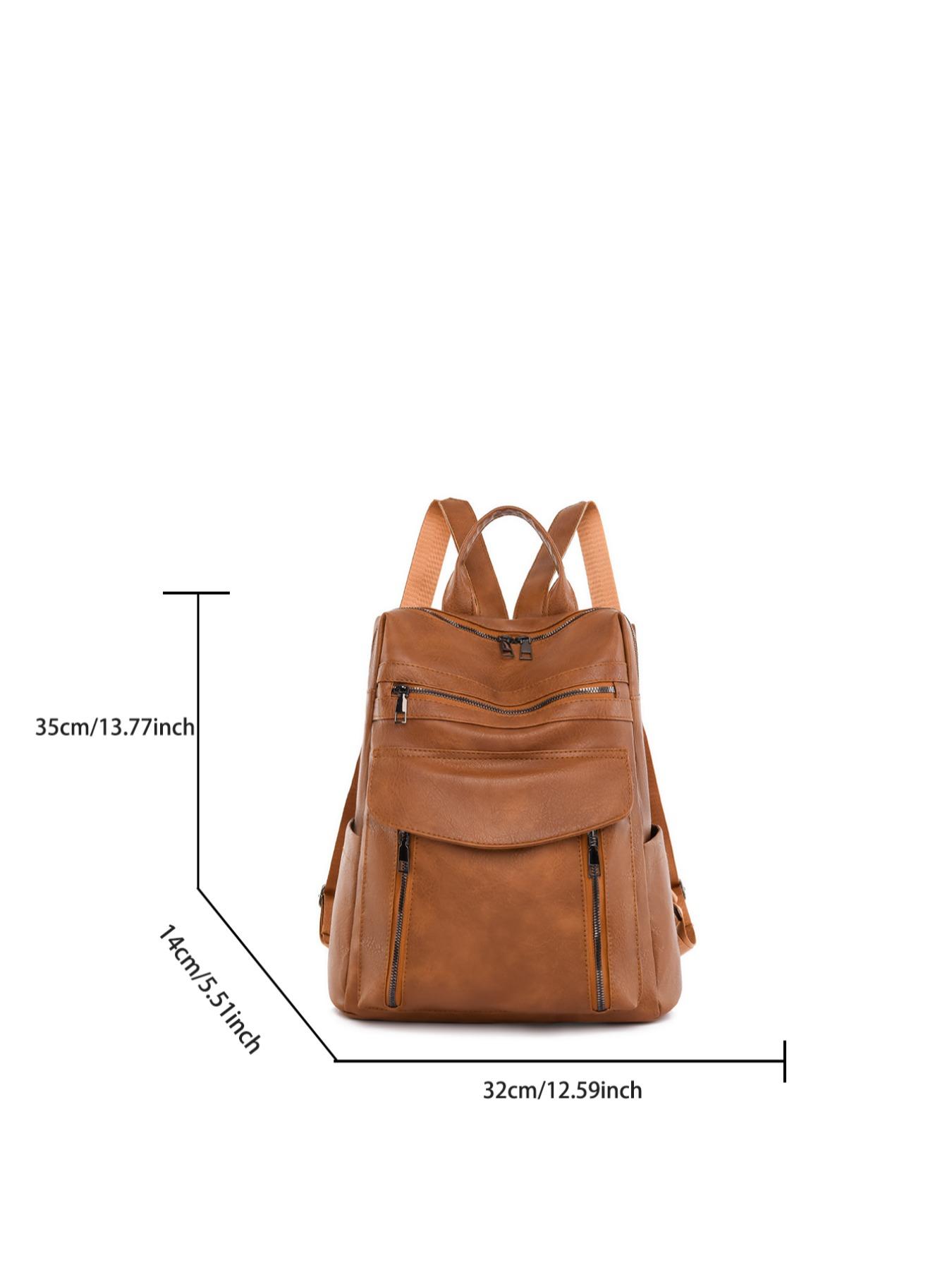 1 Piece Solid Color Backpack with Adjustable Strap, Fashionable Large Capacity School Bag for Women & Girls, Vintage Backpack Bag for Commuters and Students