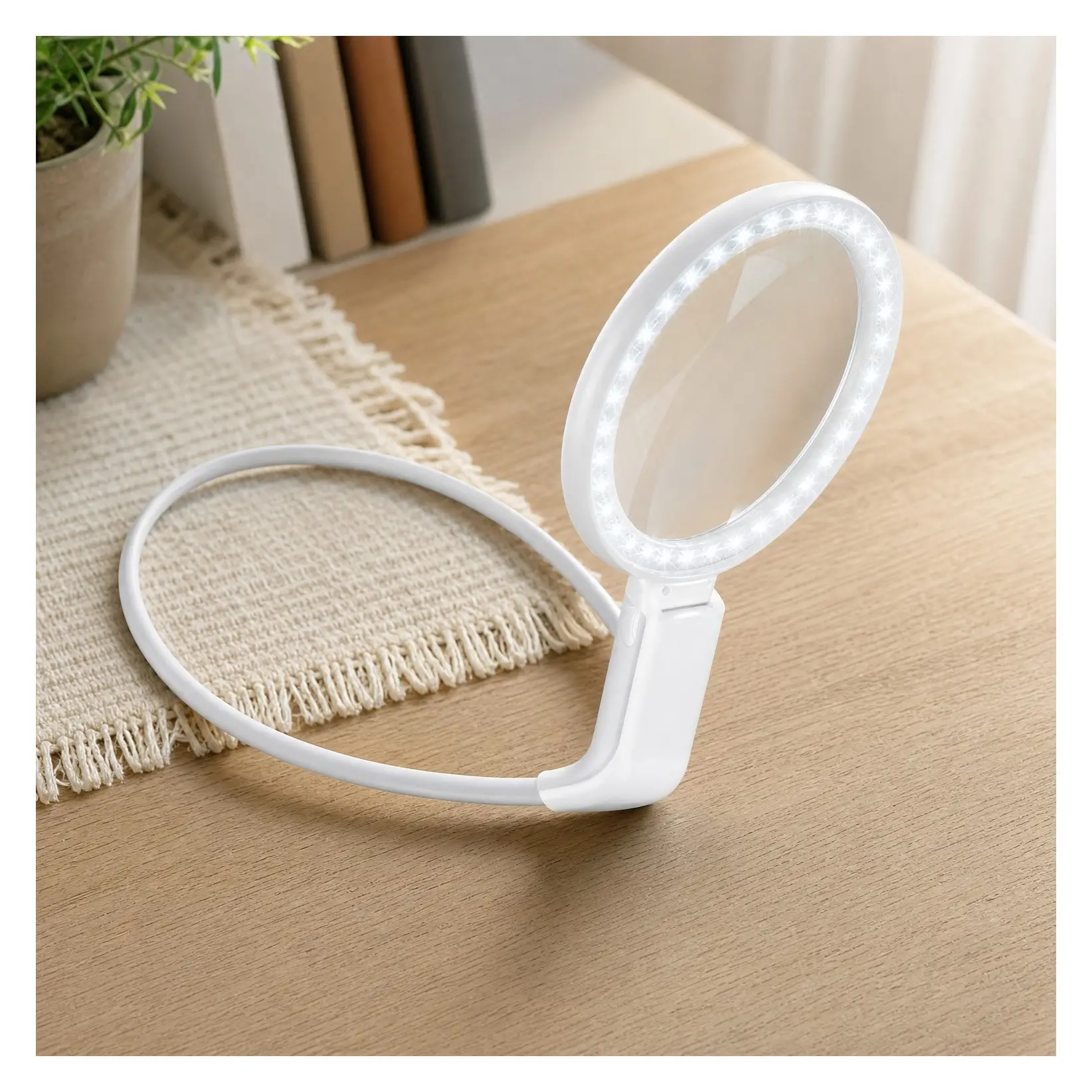 Hands Free Neck Magnifier with 36 LED Lights, 10X 5.2 Large Magnifying Glass, Flexible Gooseneck for Close Work, Reading, Sewing, Senior, WhiteGift