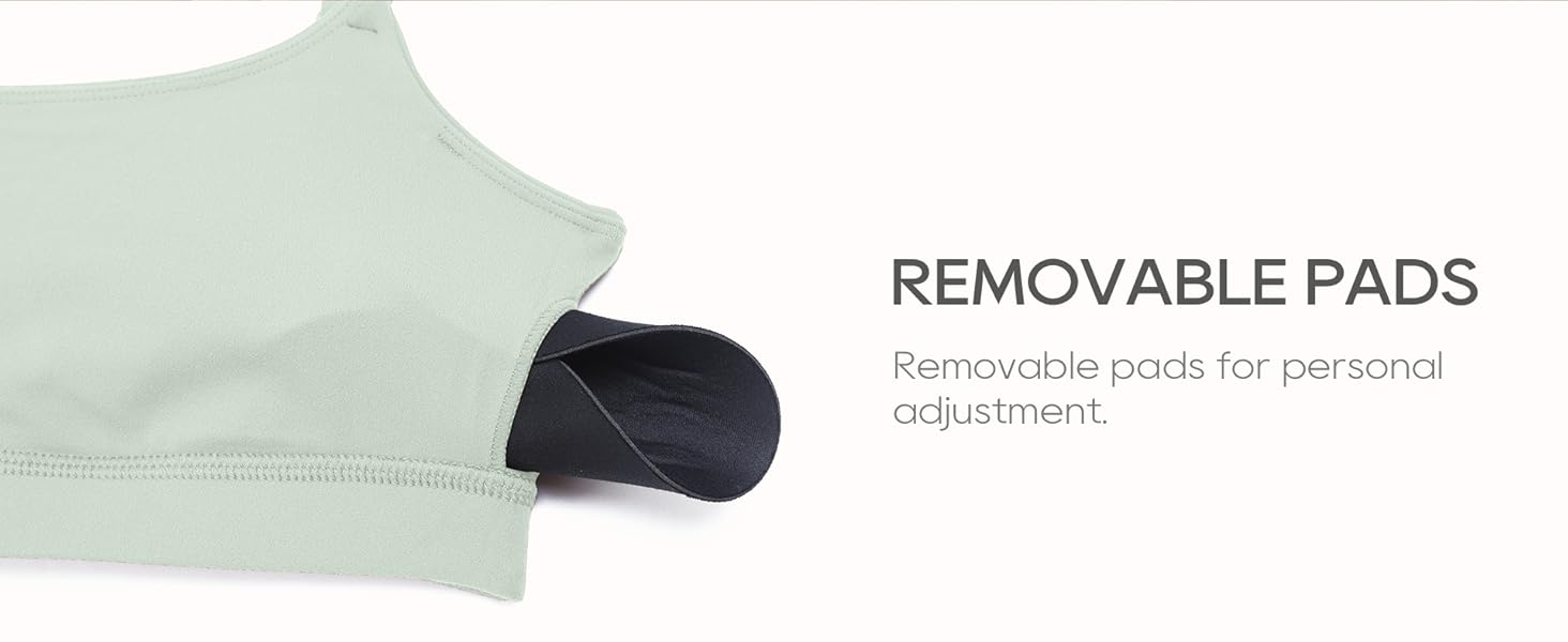 CRZ YOGA Womens Butterluxe Adjustable Spaghetti Strap Sports Bra - Scoop Neck Wireless Padded Bra Yoga Workout Crop Top